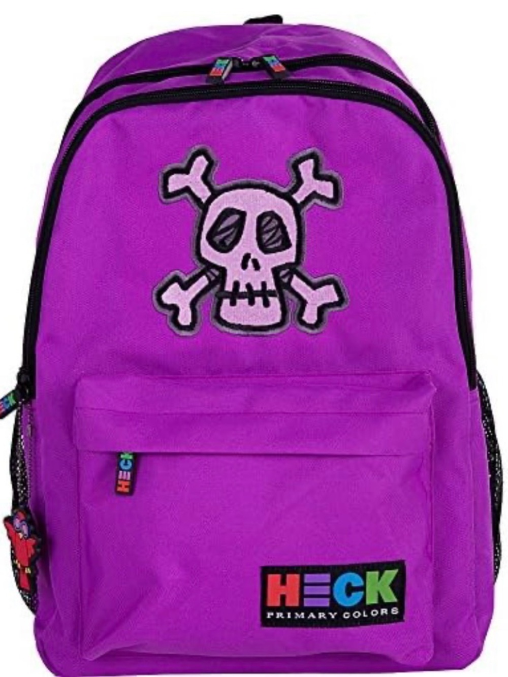 Ed Heck Skull Backpack Purple 17” Primary Colors The World of Ed Heck New